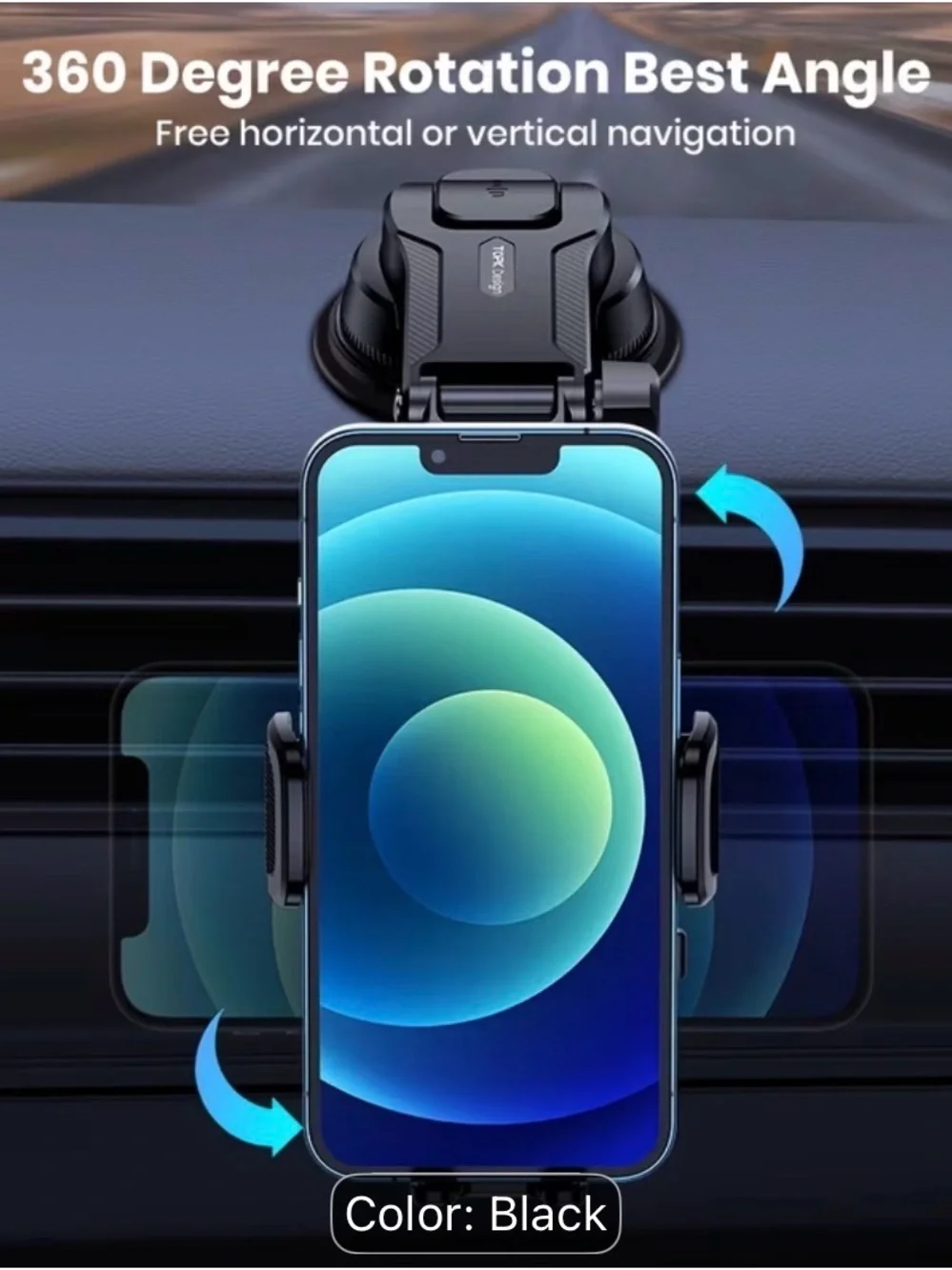 Black Car Vent Phone Holder - Secure Mount for Smartphones